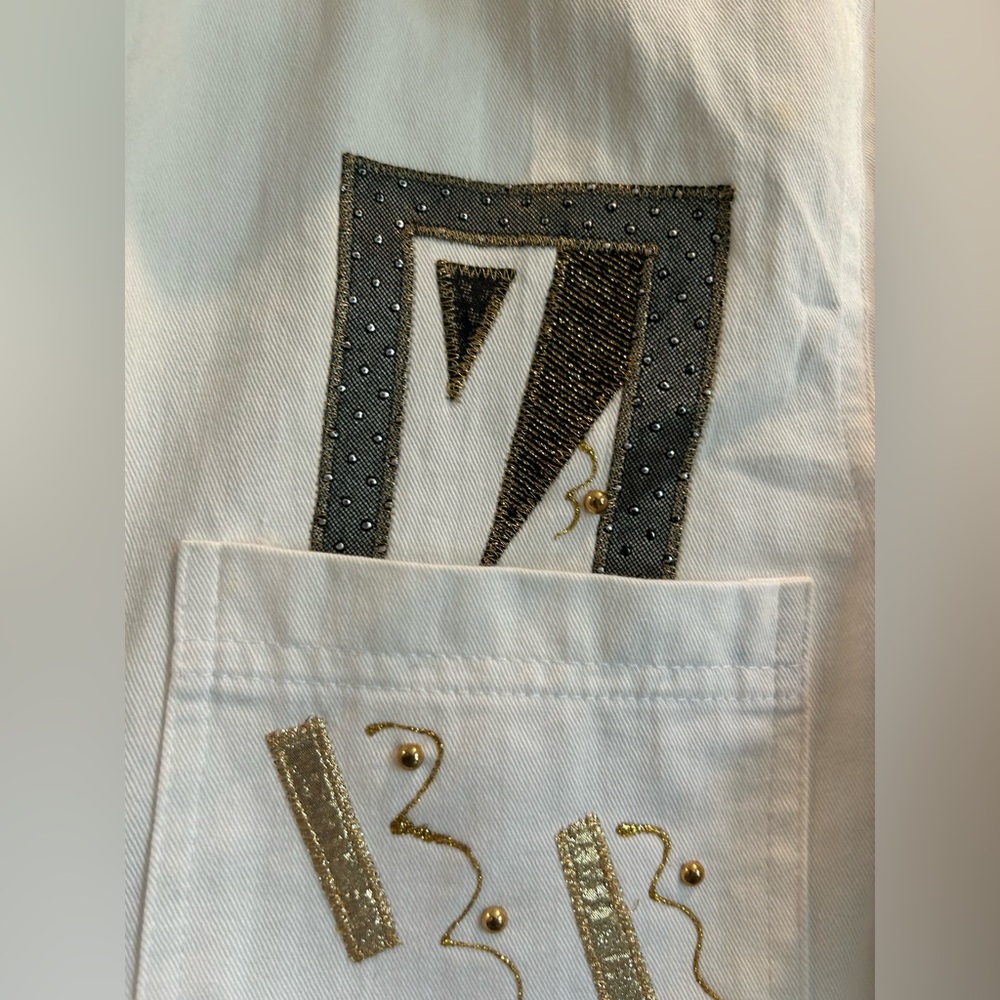 Vintage 80s White Denim Artistic Shirt - Picture 5 of 14